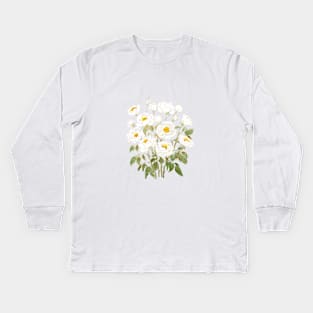 white rose bouquet watercolor and ink Kids Long Sleeve T-Shirt